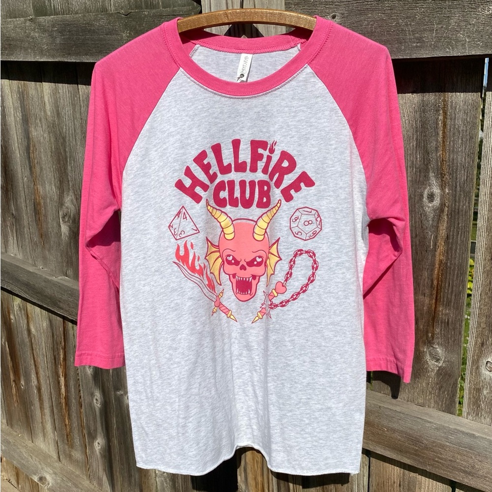 Women’s Stranger Things HellFire Club -3/4 Sleeve Baseball Jersey- Size Medium